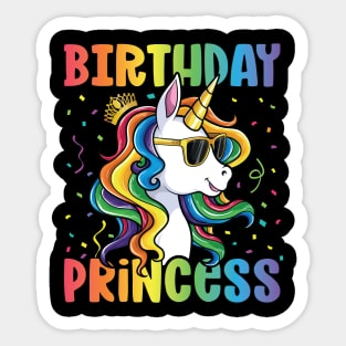 Birthday Princess Shirt Unicorn Girl Sticker